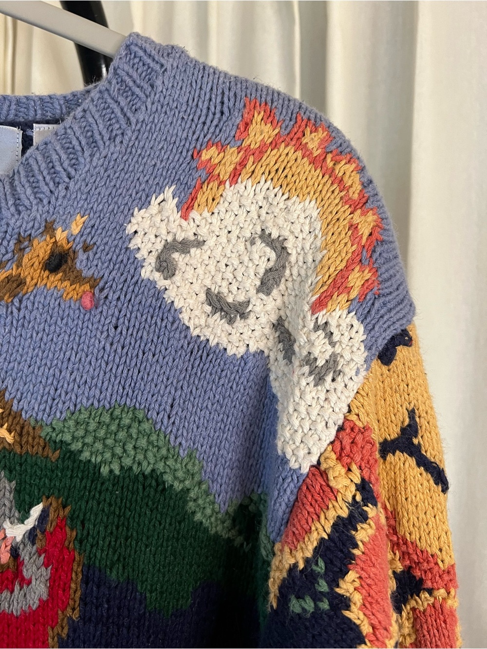 Vintage Maximalist Novelty Noah's Ark Chunky Hand Knit Tunic Sweater - Picture 8 of 10